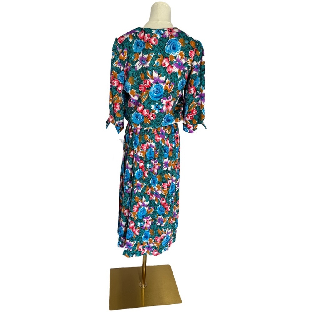 Vintage 80s Breli Originals Floral Midi Dress Deadstock Retro Made in USA NWT - Picture 5 of 9